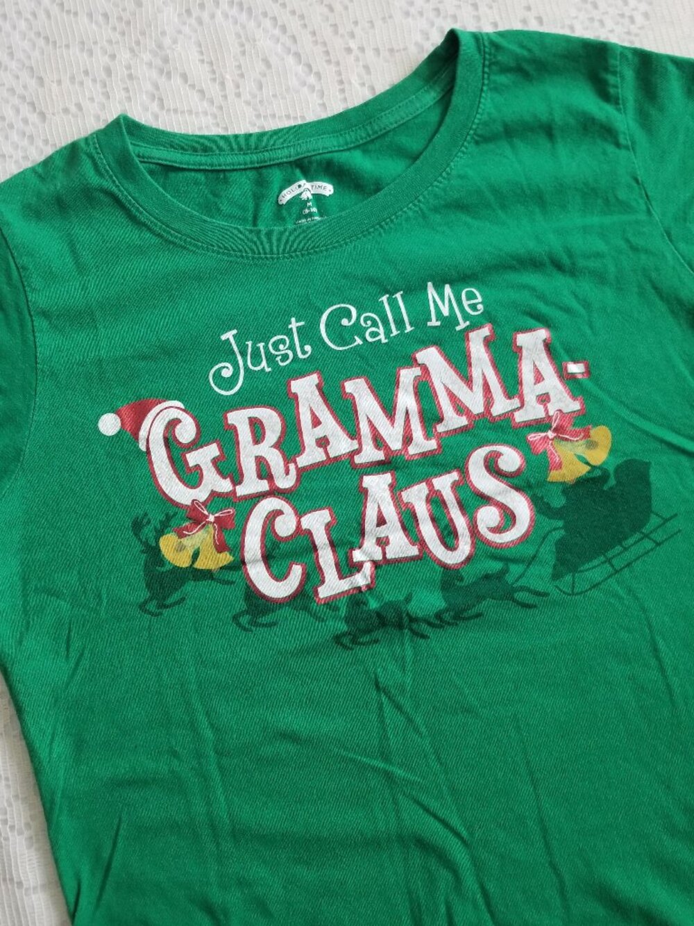 Christmas T Shirt Grandma Clause Green Size M